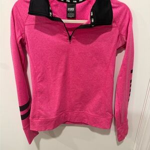 Victoria's Secret Pink and Black Quarter-Zip Sweatshirt